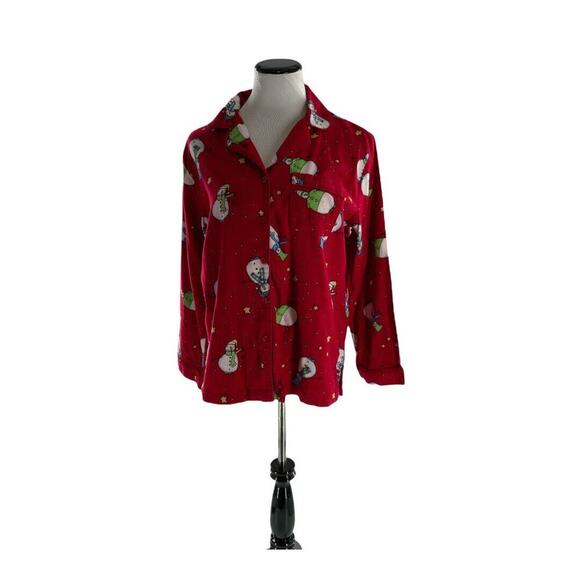 Charter Club Intimates Christmas Snowman Print Womens Flannel Shirt Size Small - Picture 1 of 5